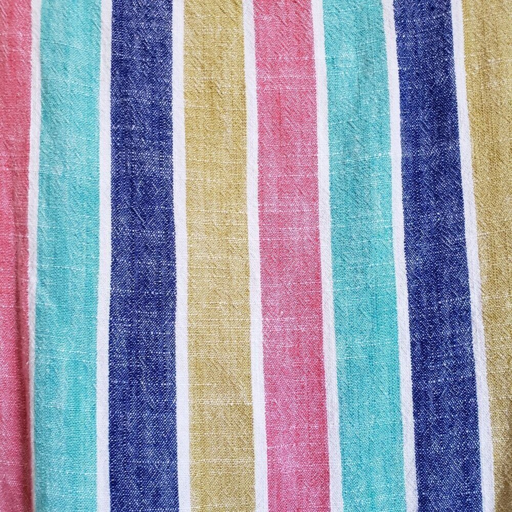 For Cynthia Rainbow Striped Linen Blend Handkerchief Hem Tunic Top Sz Women's XL - Picture 6 of 9
